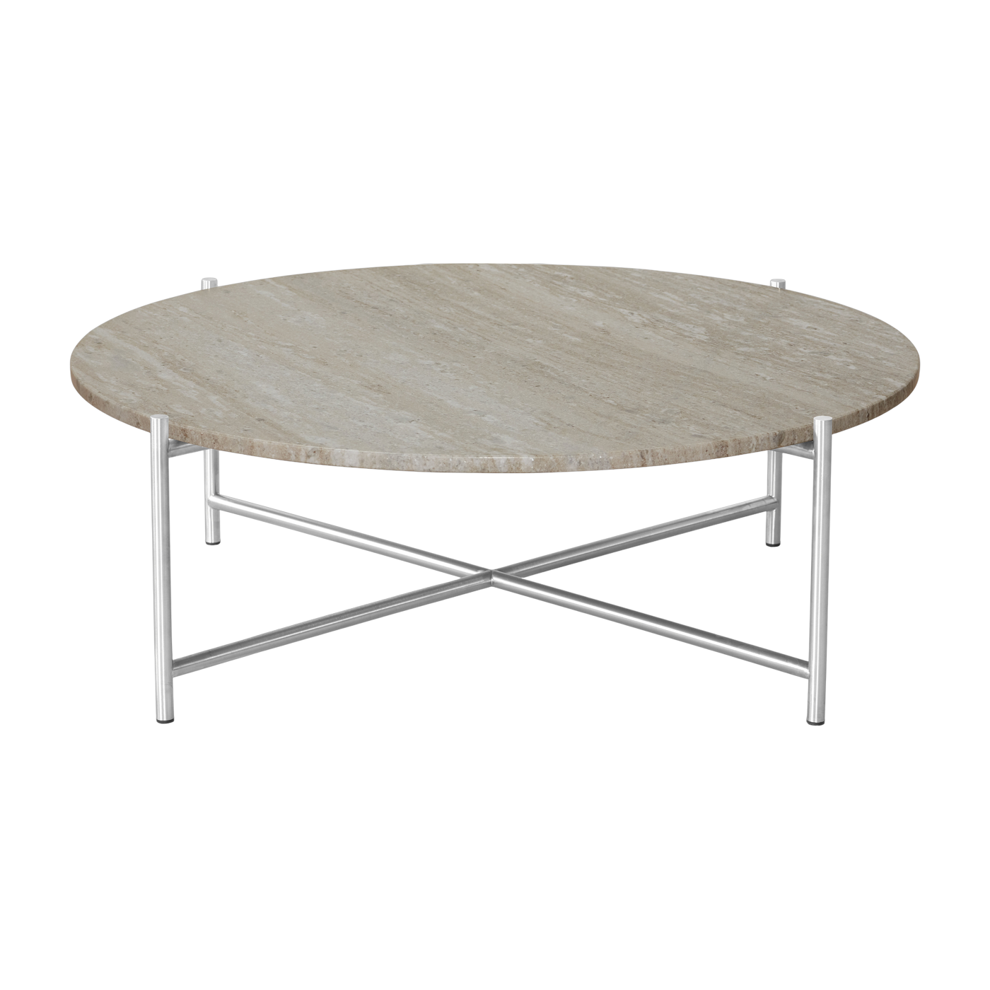 Coffee table ronde in beige marbre and stainless steel 90 cm - HANDVÄRK