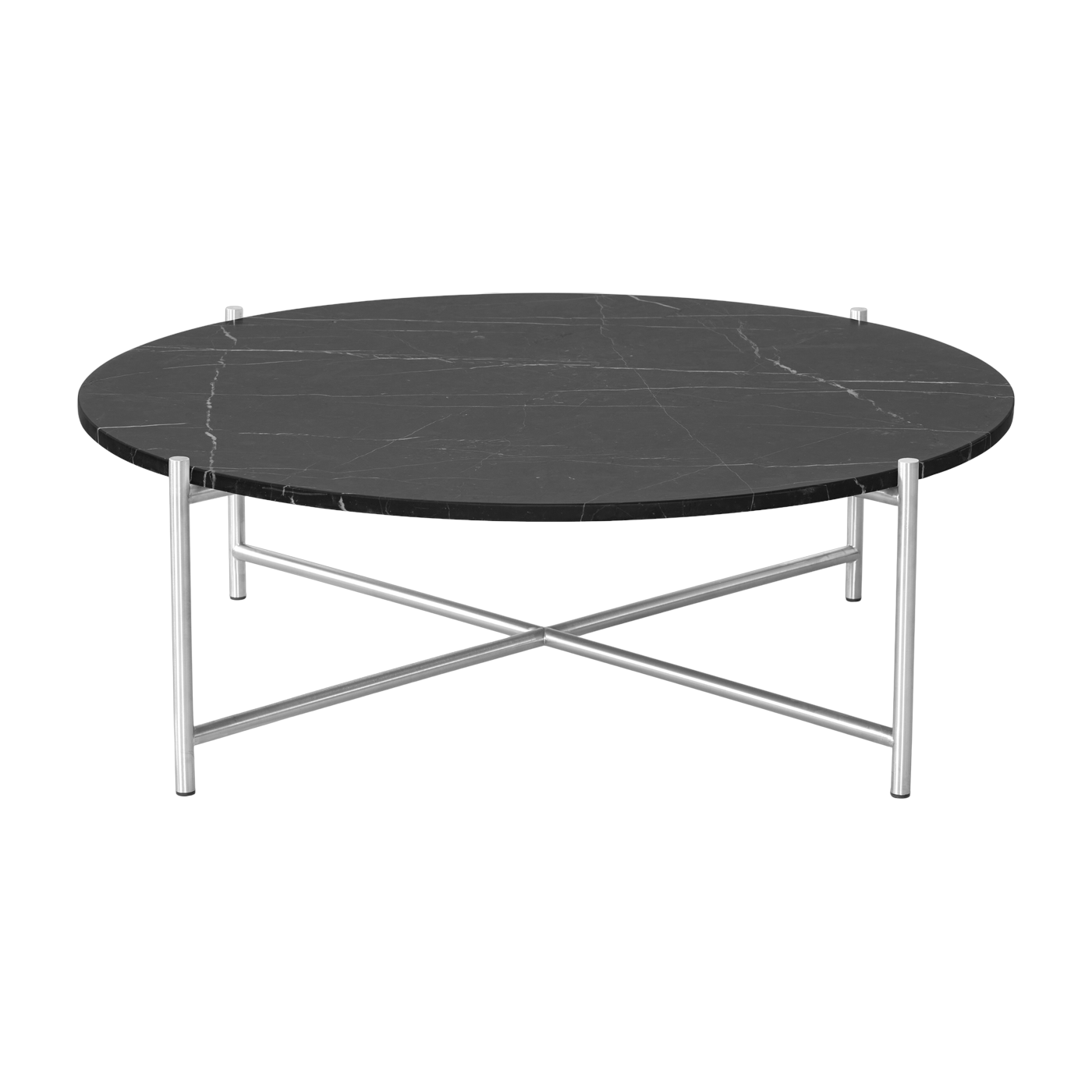 Couchtisch ronde aus marbre schwarz und Edelstahl 90 cm -. HANDVÄRK