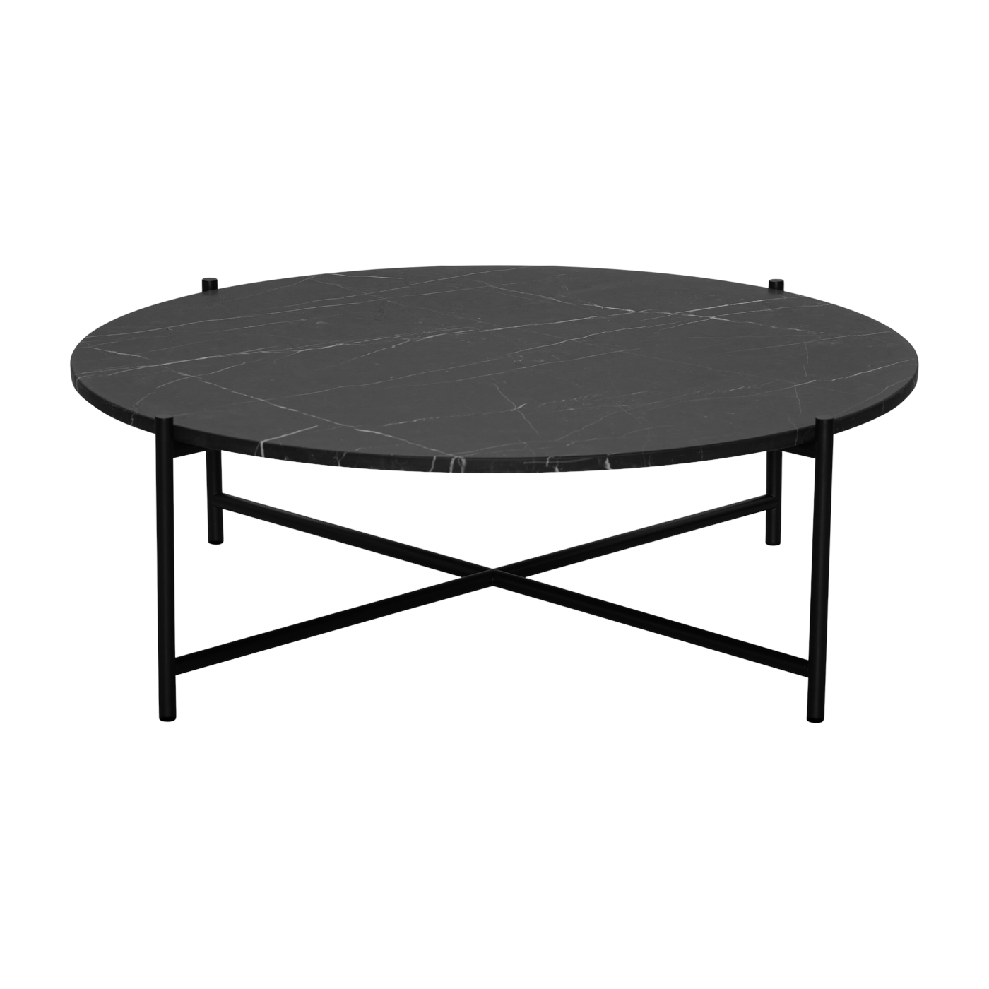 ronde coffee table in marbre and black steel 90 cm - HANDVÄRK