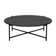 Table basse ronde en marbre et acier noir 90 cm - HANDVÄRK