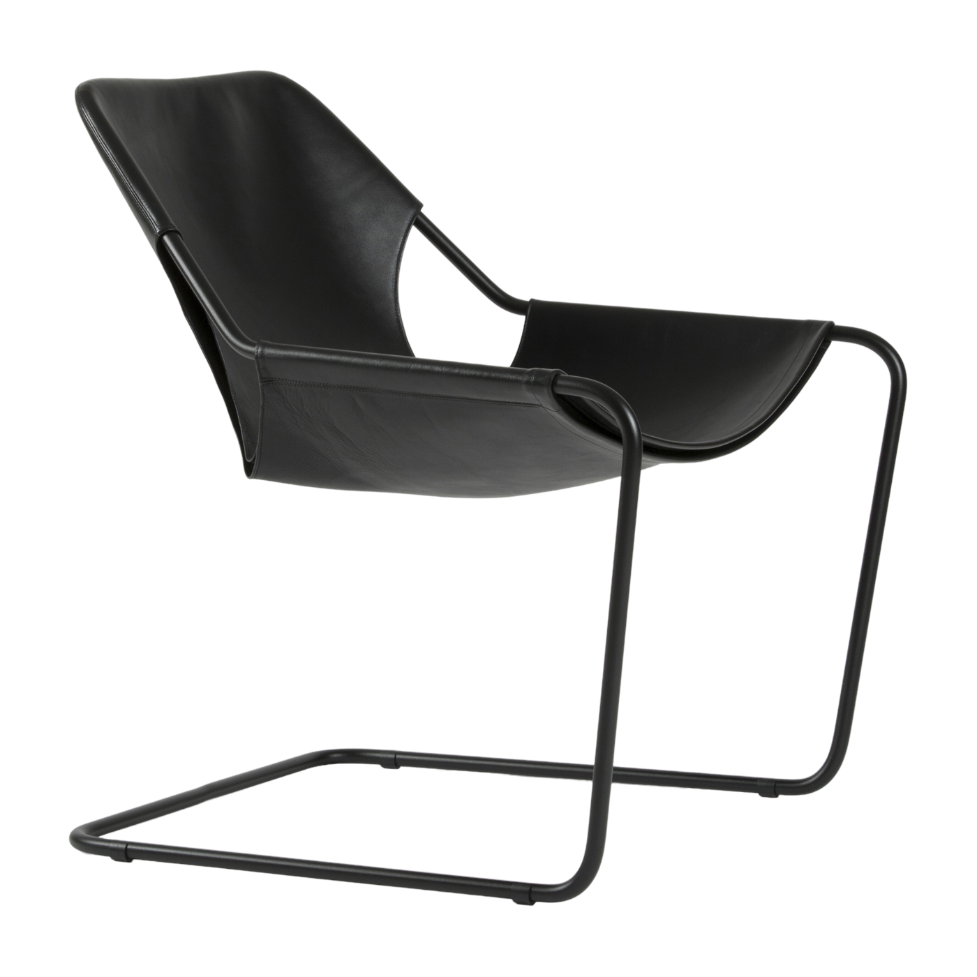 Fauteuil en cuir et acier noir Paulistano - Objekto