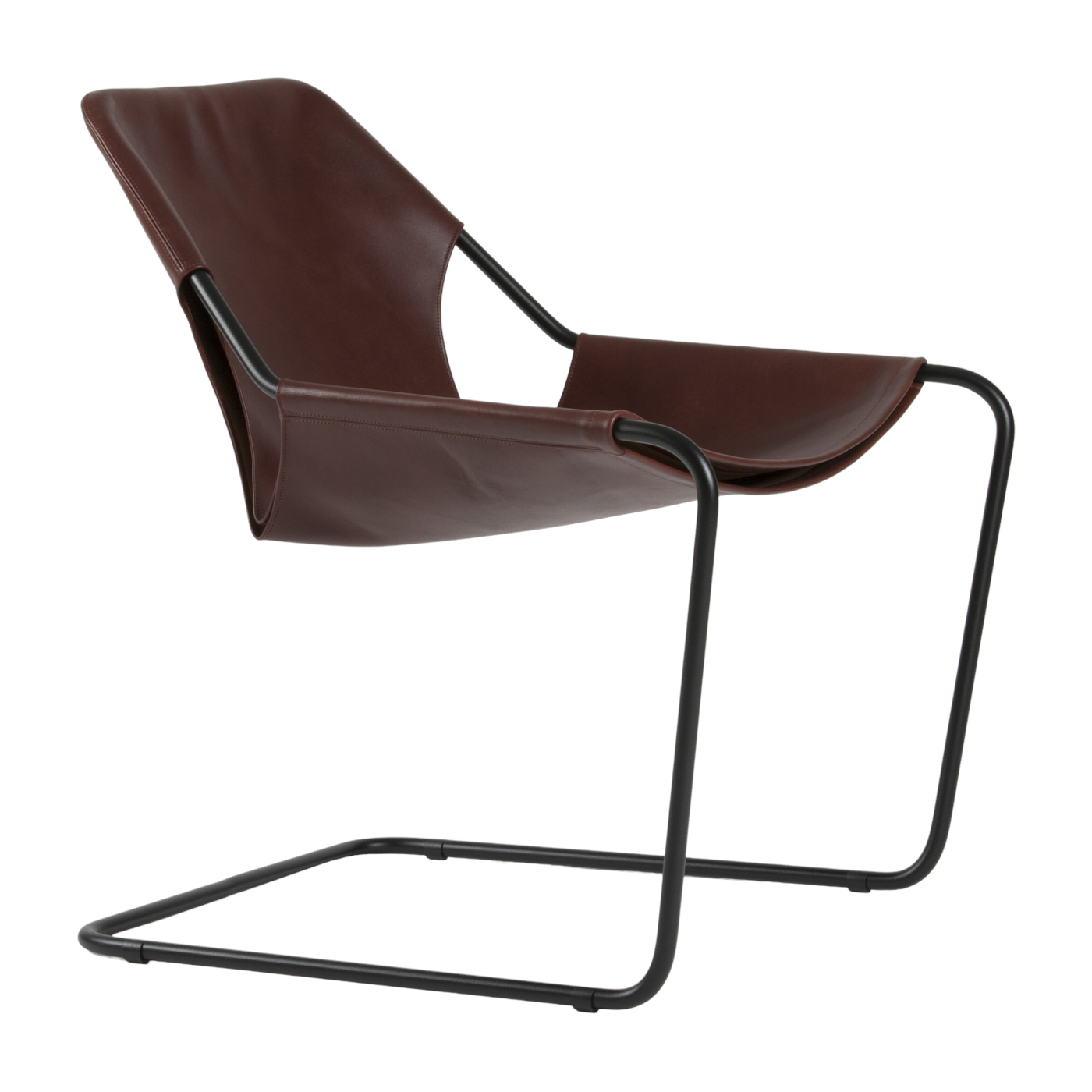 Fauteuil en cuir cognac et acier noir Paulistano - Objekto