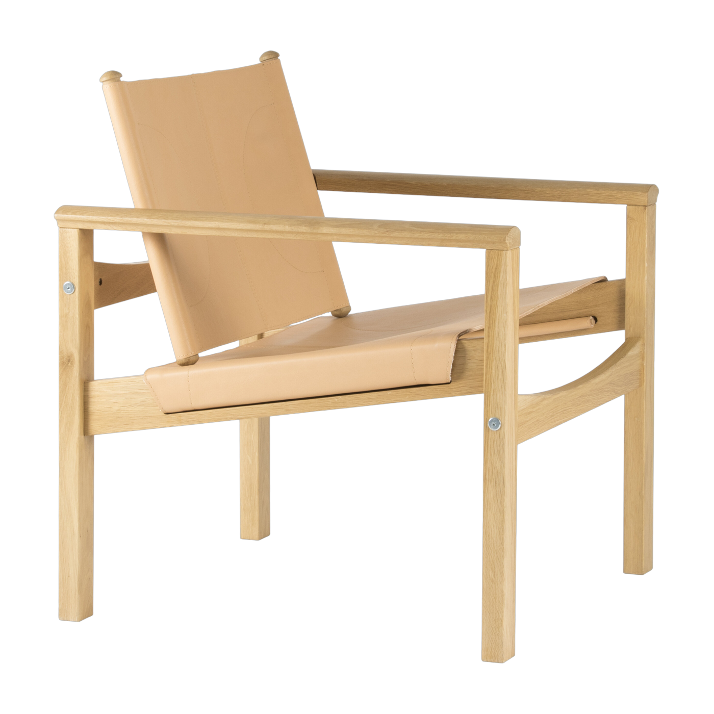 Fauteuil en cuir naturel et chêne Peglev - Objekto