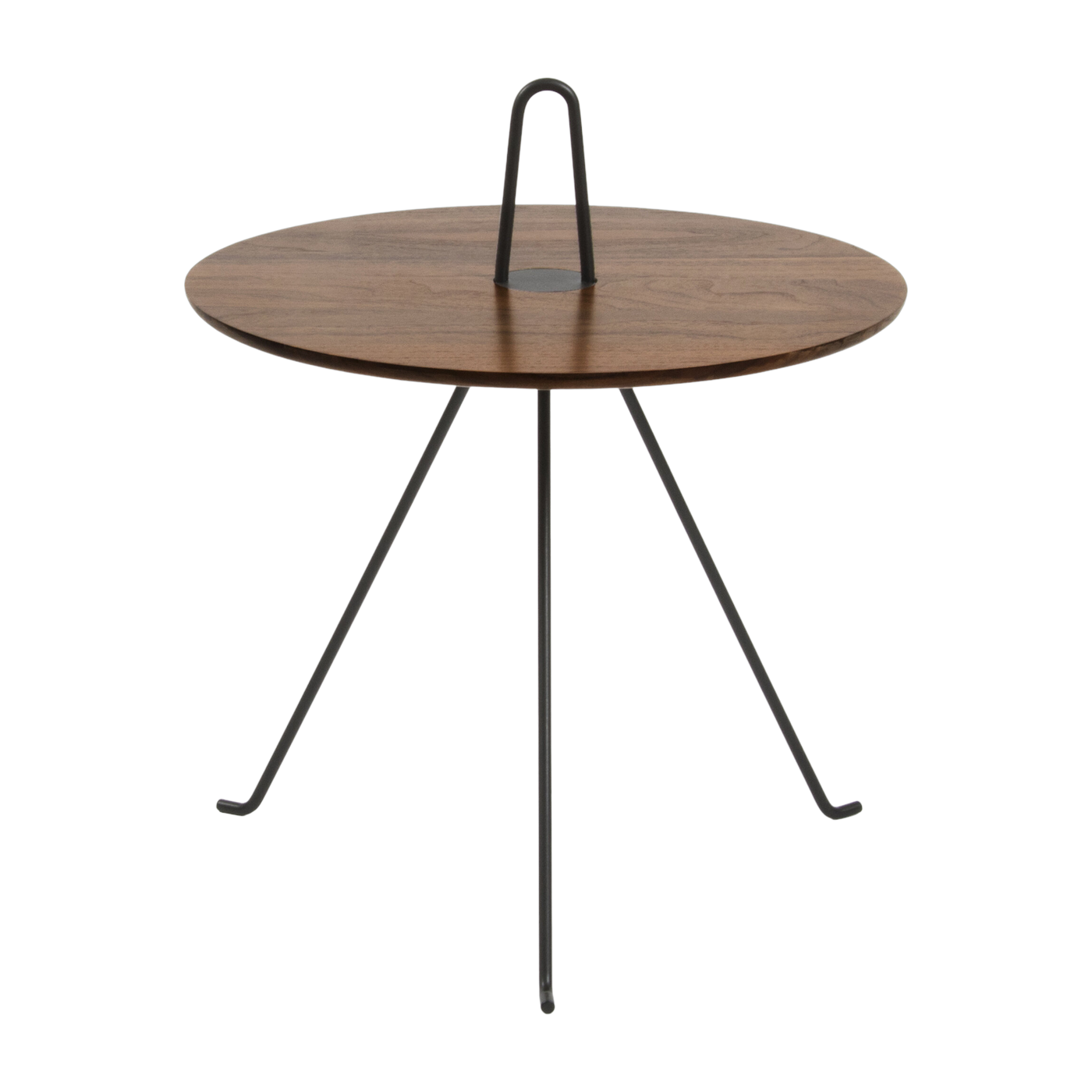 Table basse ronde en noyer et acier noir 42 x 49 cm Tipi - Objekto