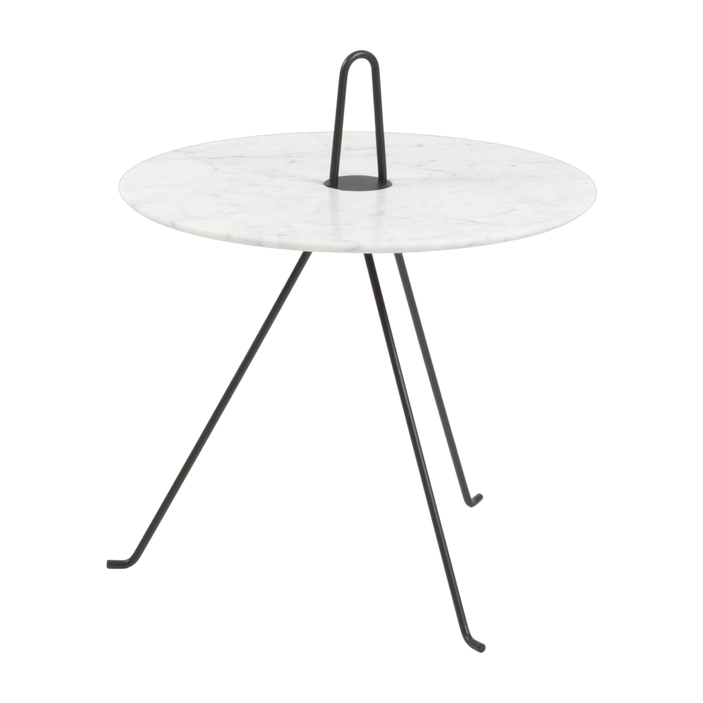 Table basse ronde en marbre de carrare et acier noir 42 x 49 cm Tipi - Objekto