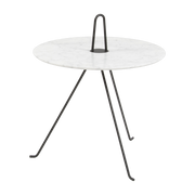 Mesa de centro ronde en marbre carrara y acero negro 42 x 49 cm Tipi - Objekto