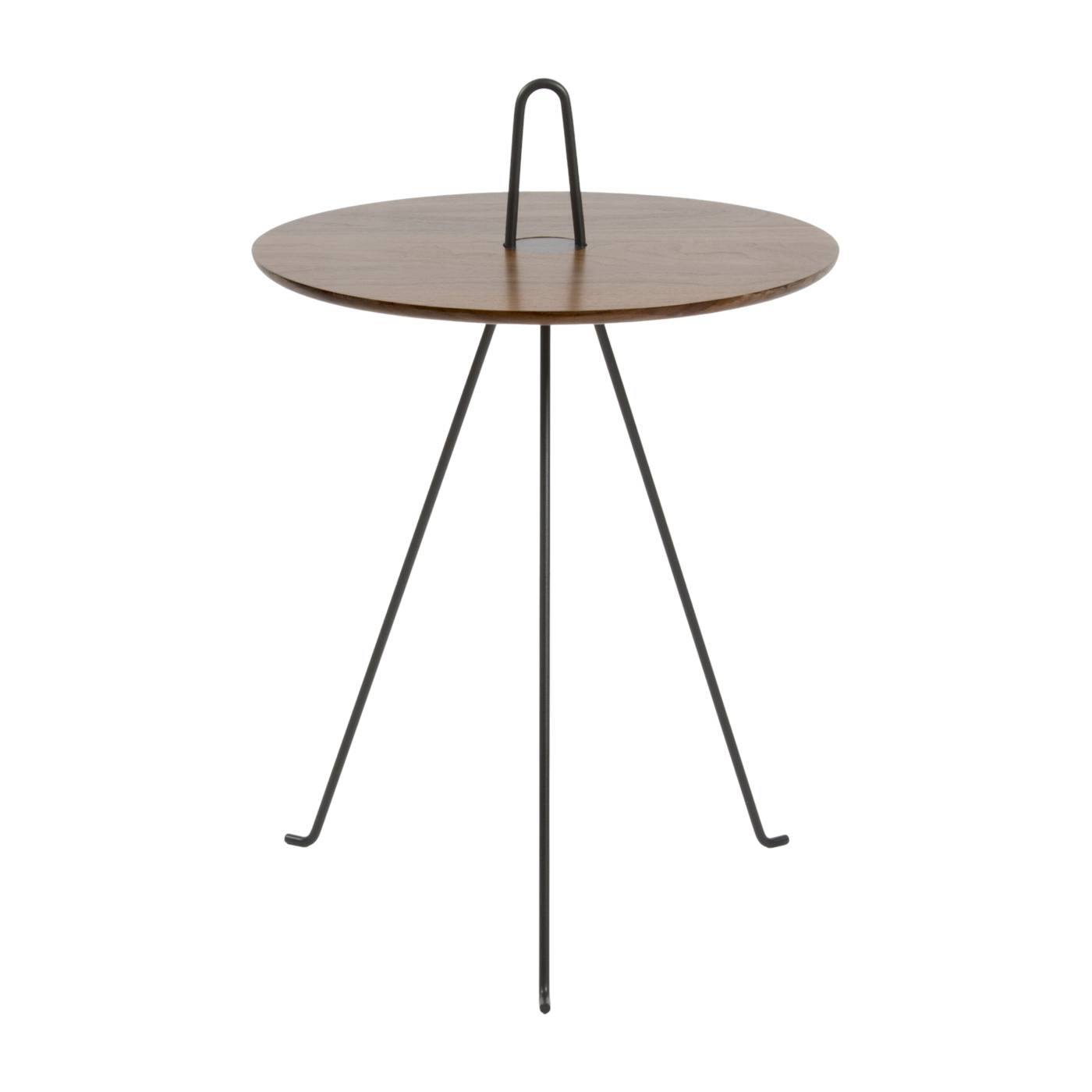 Table d'appoint ronde en noyer et acier noir 42 x 62 cm Tipi - Objekto