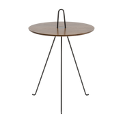 Table d'appoint ronde en noyer et acier noir 42 x 62 cm Tipi - Objekto