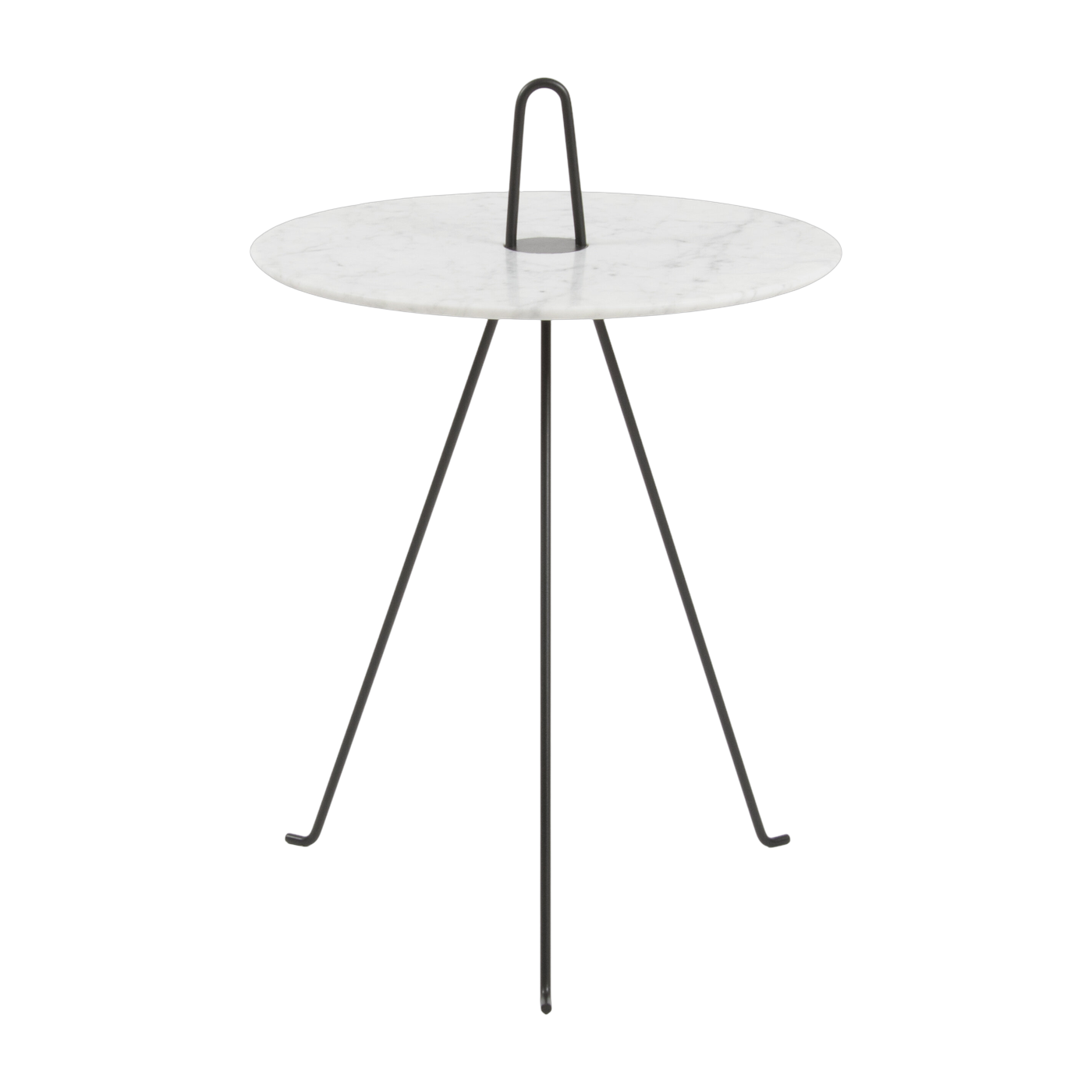 Table d'appoint ronde en marbre de carrare et acier noir 42 x 62 cm Tipi - Objekto