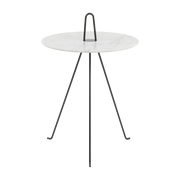 Table d'appoint ronde en marbre de carrare et acier noir 42 x 62 cm Tipi - Objekto