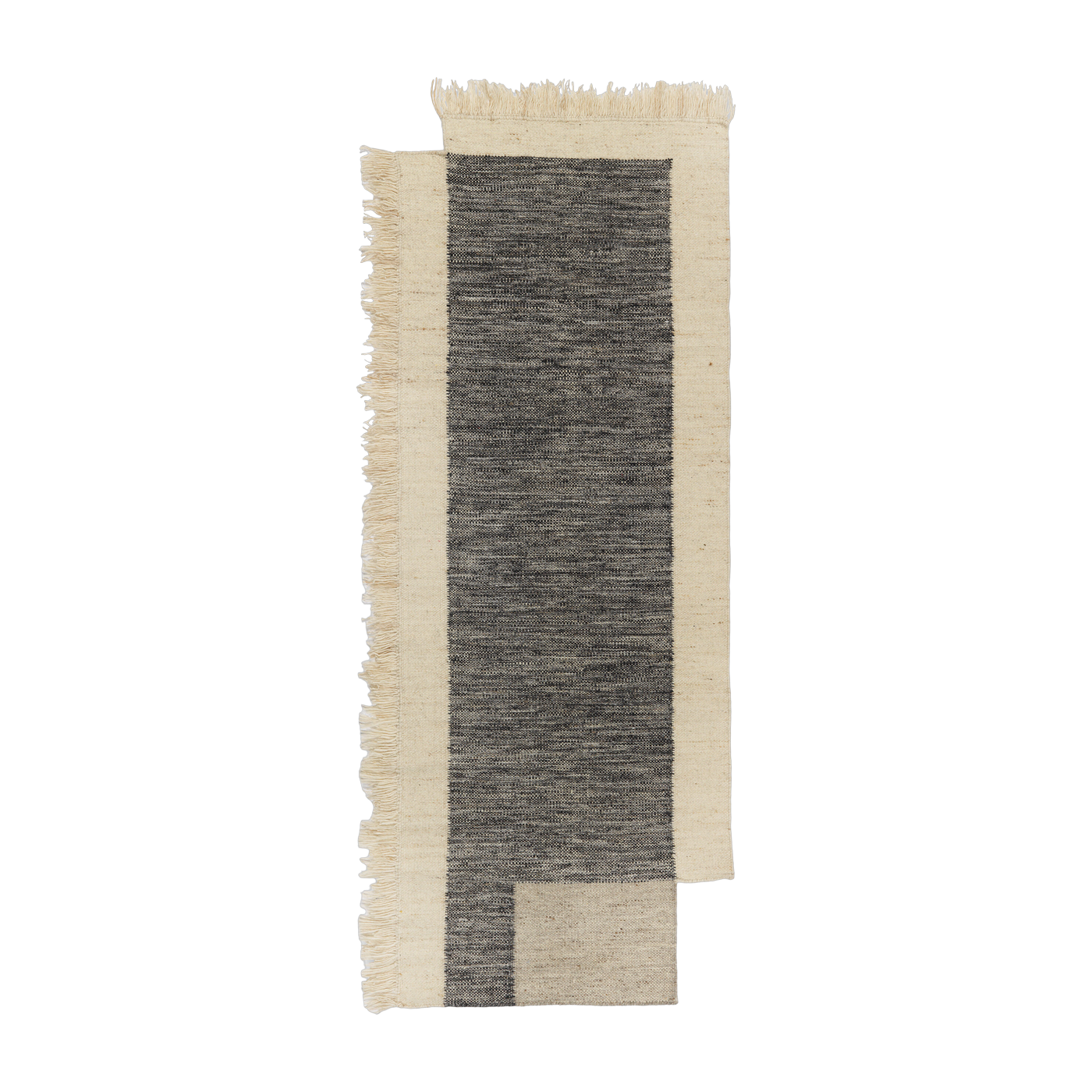 Tapis de couloir asymétrique en laine charbon et off-white 80x200 cm Counter - Ferm Living