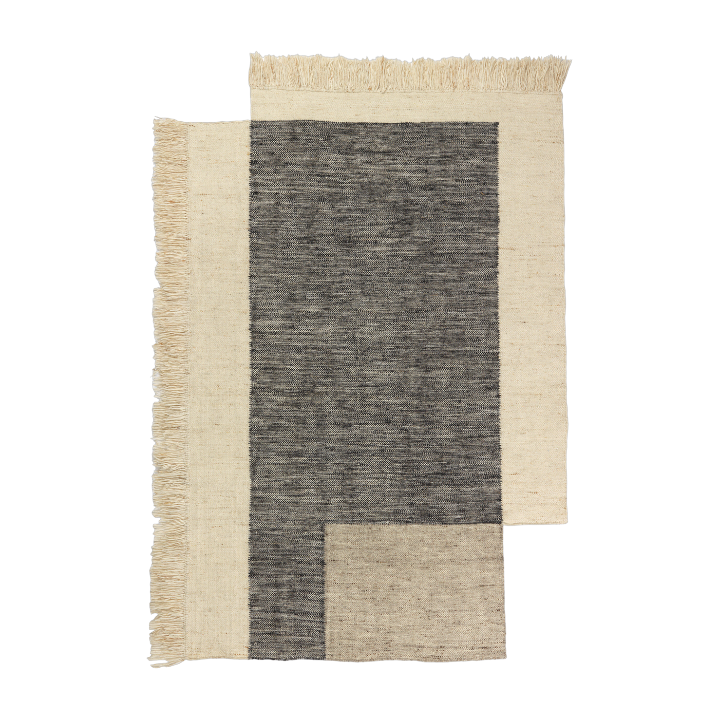 Asymmetrical wool rug charbon and off-white 140 x 200 cm Counter - Ferm Living
