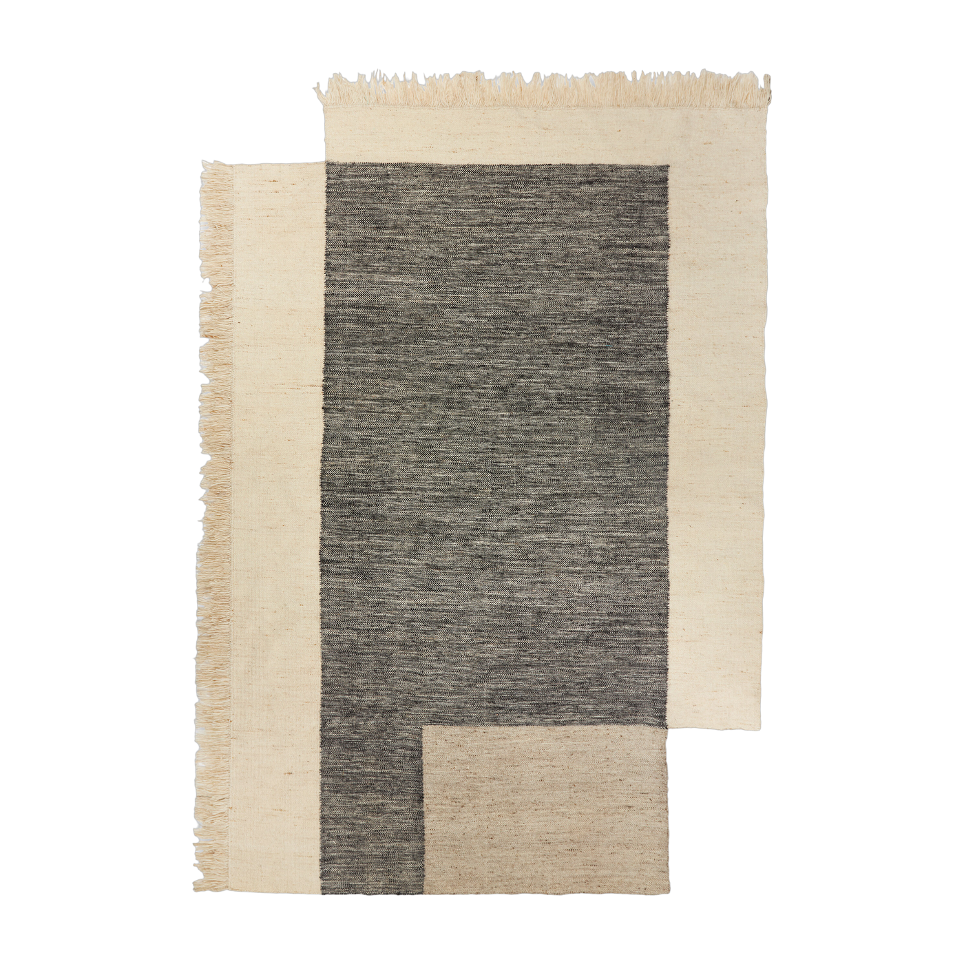 Asymmetrical wool rug charbon and off-white 200 x 300 cm Counter - Ferm Living