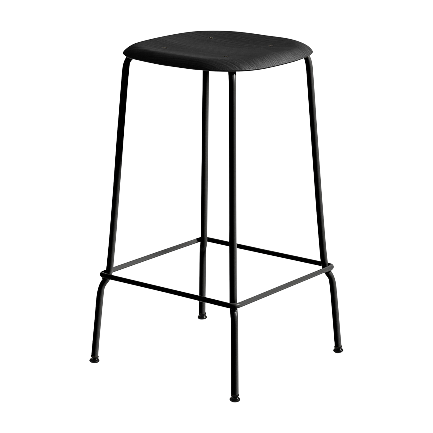 Sgabello in rovere e lamiera d'acciaio nera 65 cm Soft Edge 80 - Hay