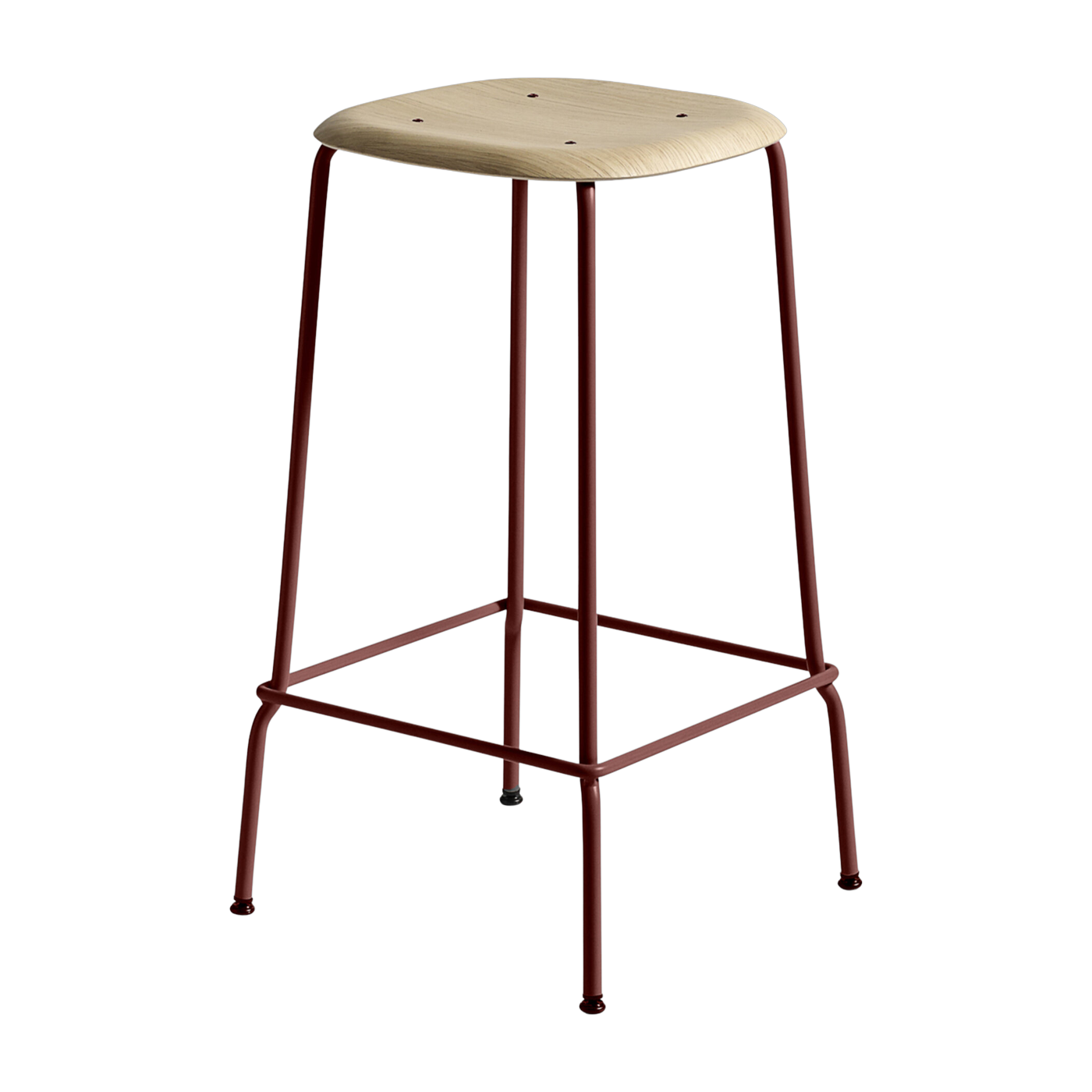 Sgabello con impiallacciatura in rovere rosso e acciaio 65 cm Soft Edge 80 - Hay