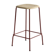 Hocker mit Eichenfurnier und rotem Stahl 65 cm Soft Edge 80 -. Hay