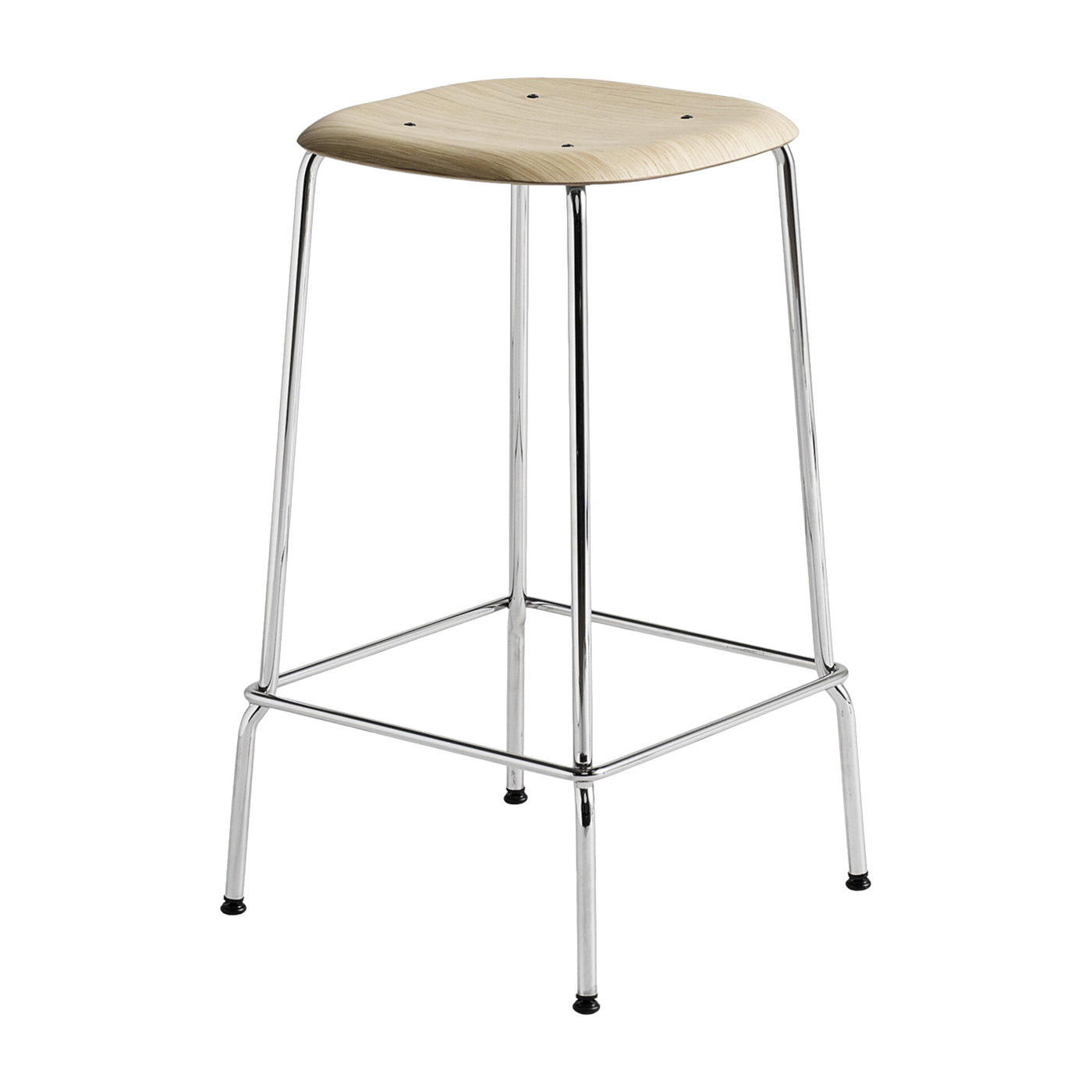 Sgabello con impiallacciatura in rovere e acciaio 65 cm Soft Edge 80 - Hay