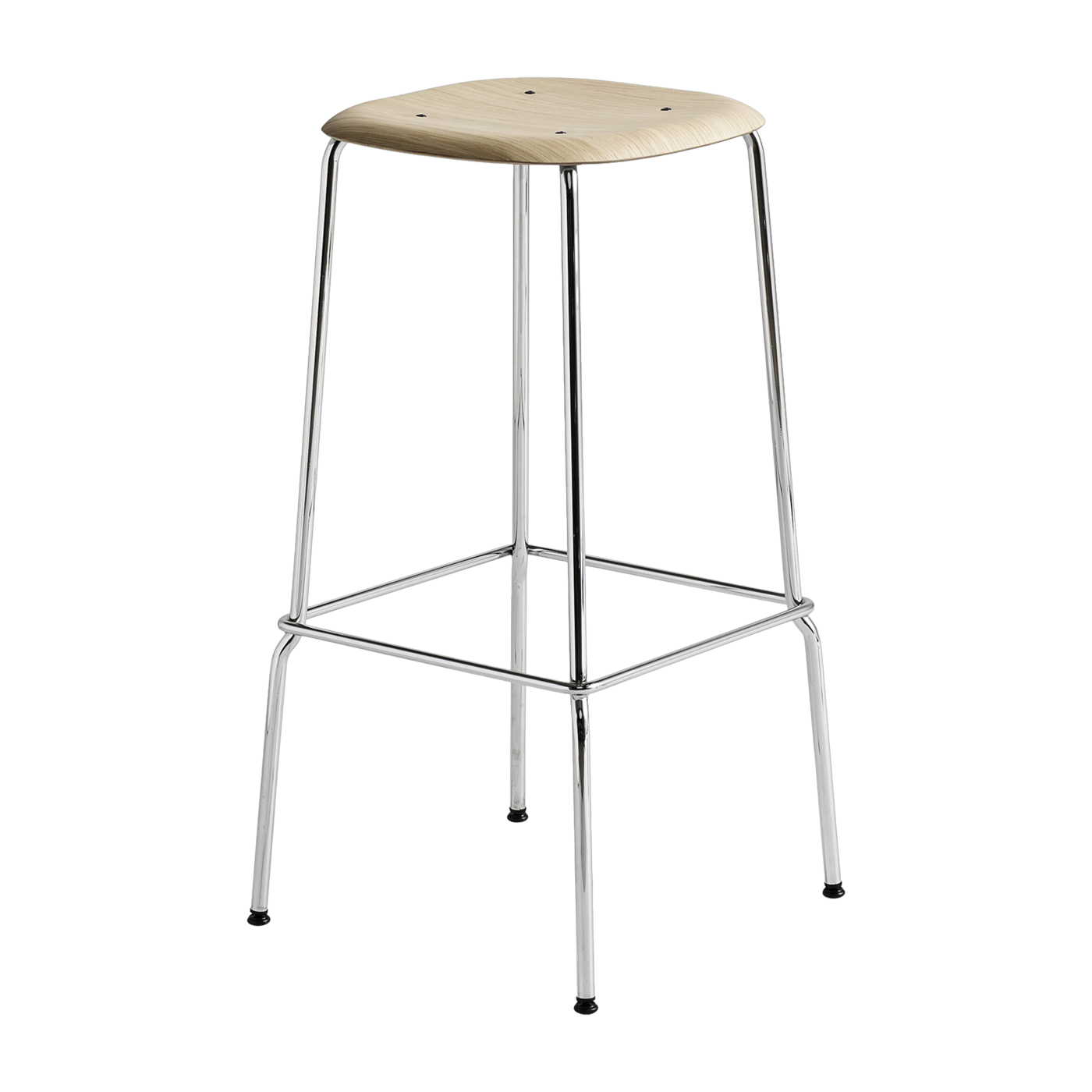 Sgabello con impiallacciatura in rovere e acciaio 75 cm Soft Edge 80 - Hay