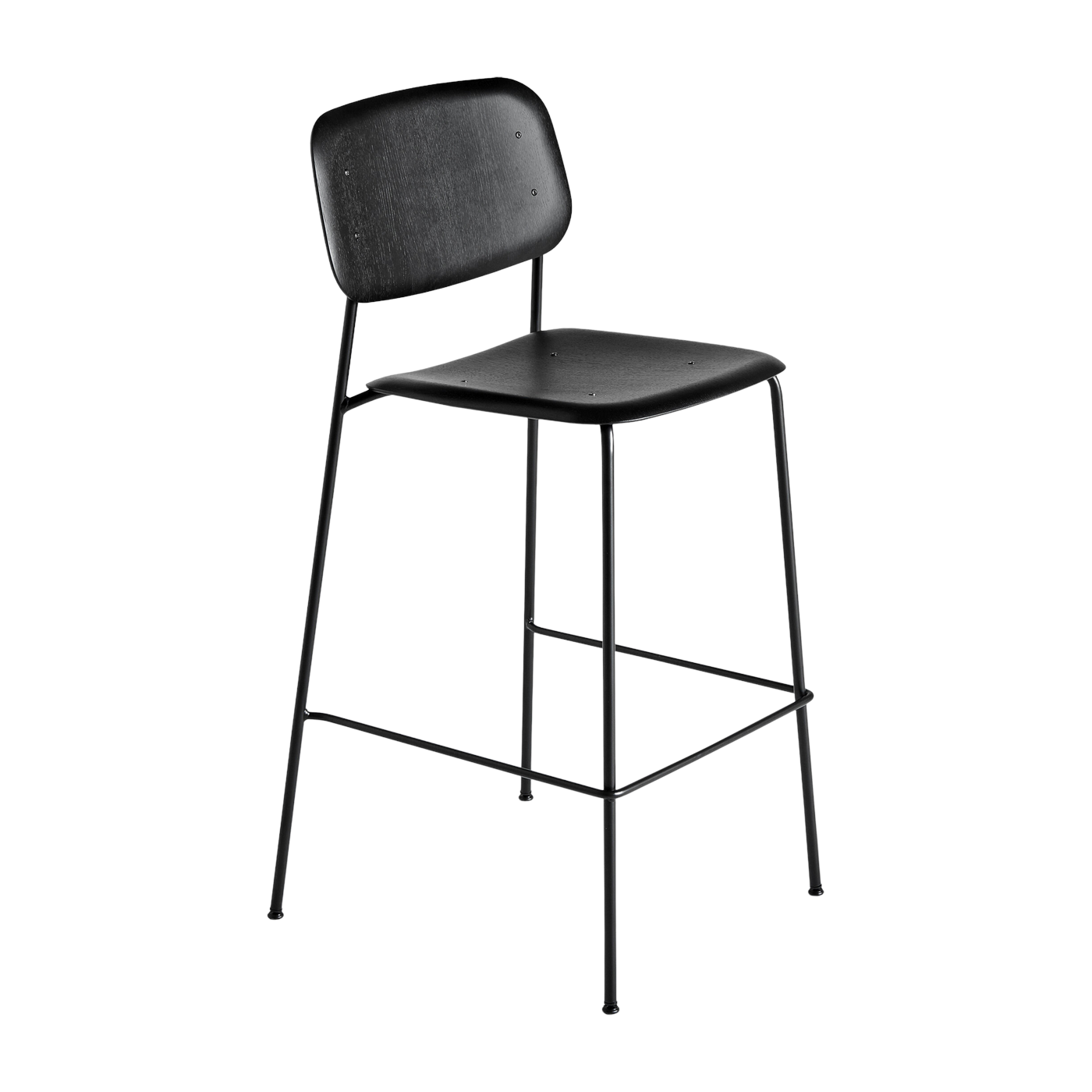 Silla de bar chapada en roble y acero negro 108 cm Soft Edge 90 - HAY