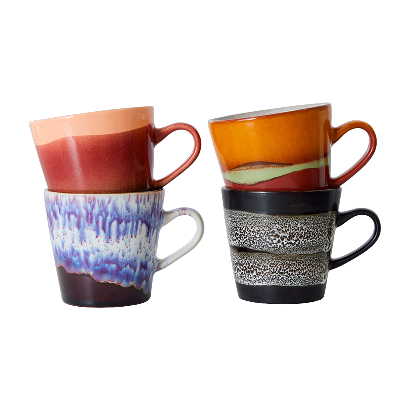 4 Tazas de Cerámica Americano 70's- Vajilla HKliving