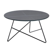 Tavolino ronde in vetro marmorizzato sahara nero e base nero 65 x 35 cm Ermione - Meme Design