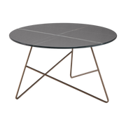 Coffee table ronde in marbled glass sahara black and base ream 65 x 35 cm Ermione - Meme Design
