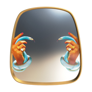 Miroir à cadre doré 54 x 59 cm Hands with snakes - Seletti