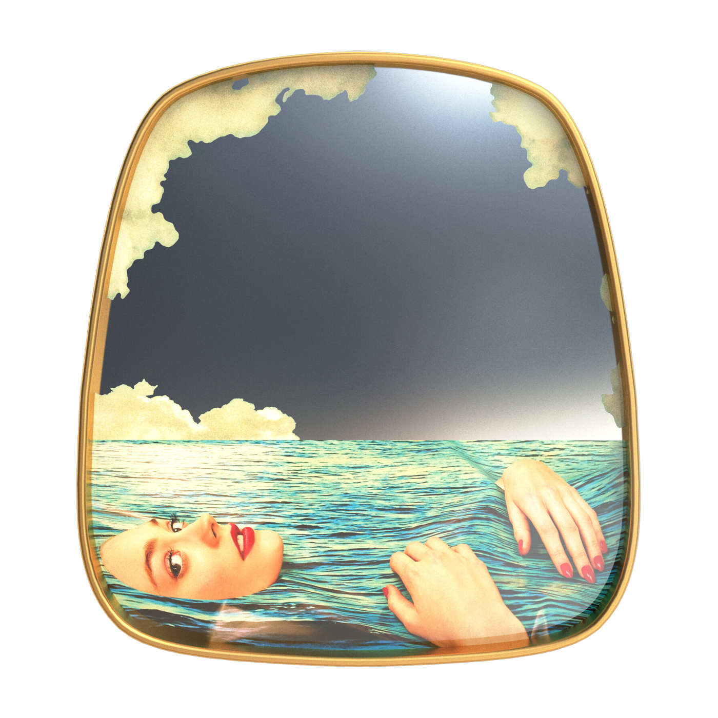 مرآة بإطار ذهبي 54 × 59 سم Sea girl - Seletti