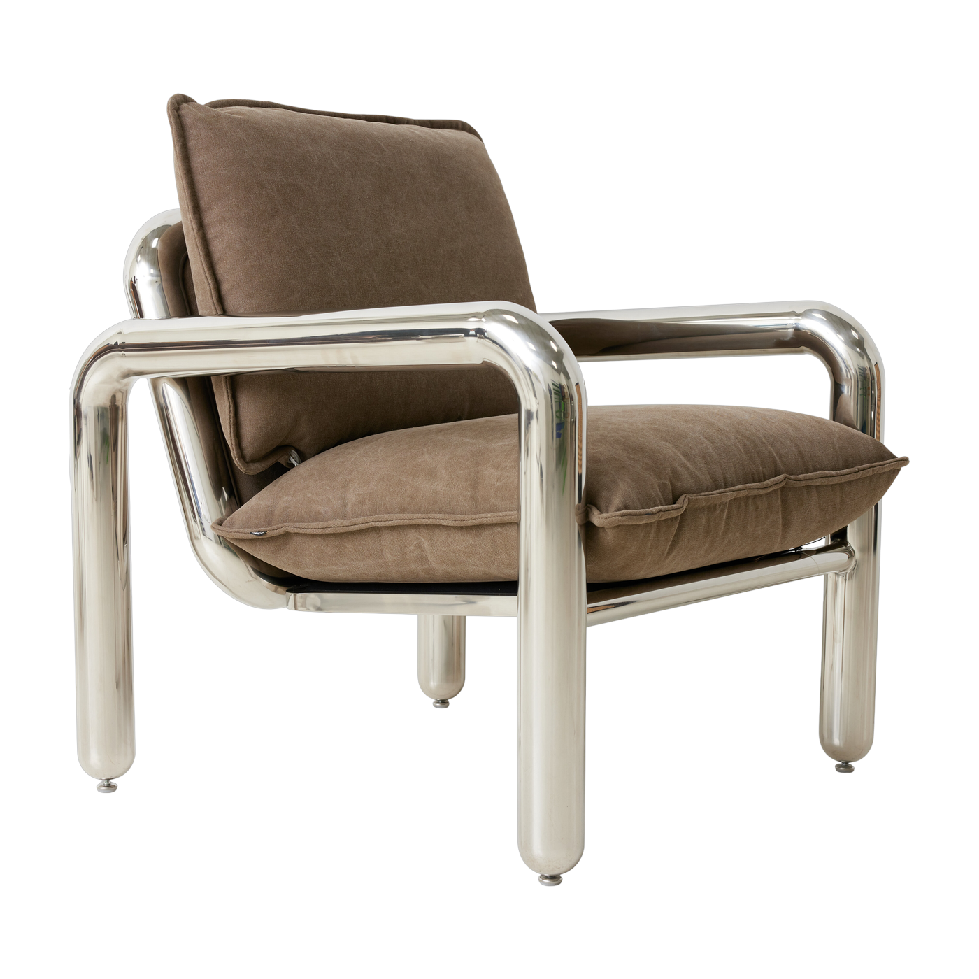 Chrom-Lounge-Sessel Velvet Braun - HKliving