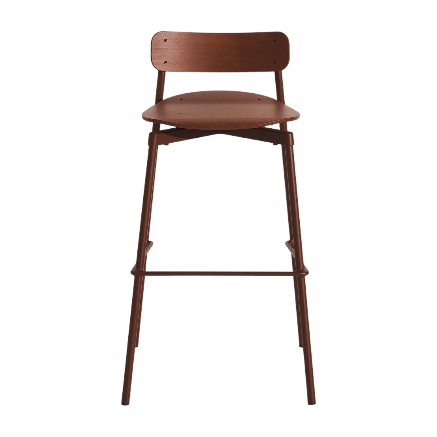 Chaise de bar en hêtre et aluminium brun-rouge 91 cm Fromme - Petite Friture