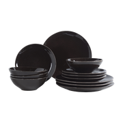 Glazed stoneware dinnerware set for four charbon Nordic Coal - Broste Copenhagen