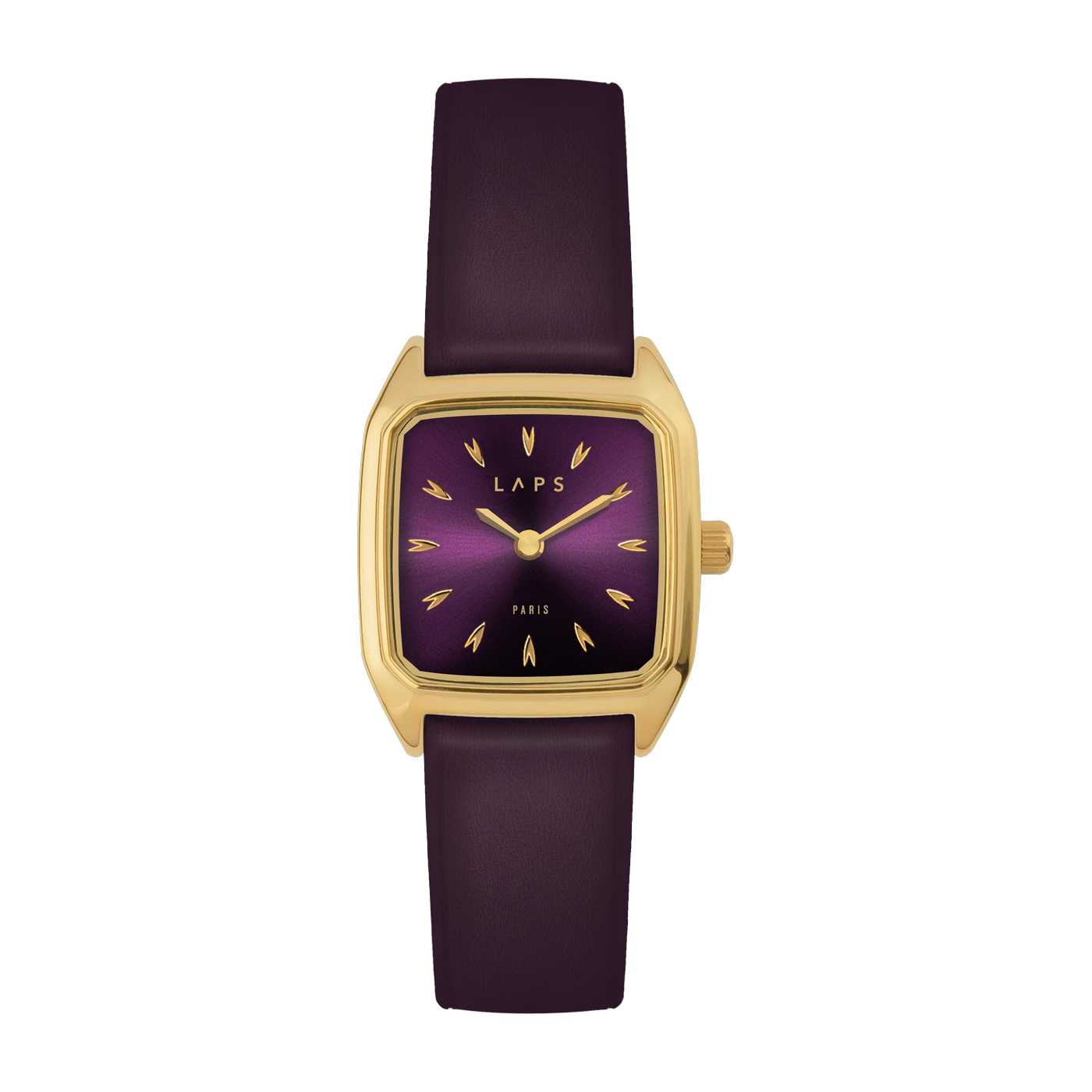 Reloj Nova de acero dorado y correa de piel color berenjena Prima - Laps