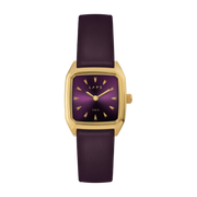 Montre en acier doré et bracelet en cuir aubergine Nova Prima - Laps