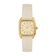 Montre en acier doré avec bracelet en cuir crème Bobby Prima - Laps