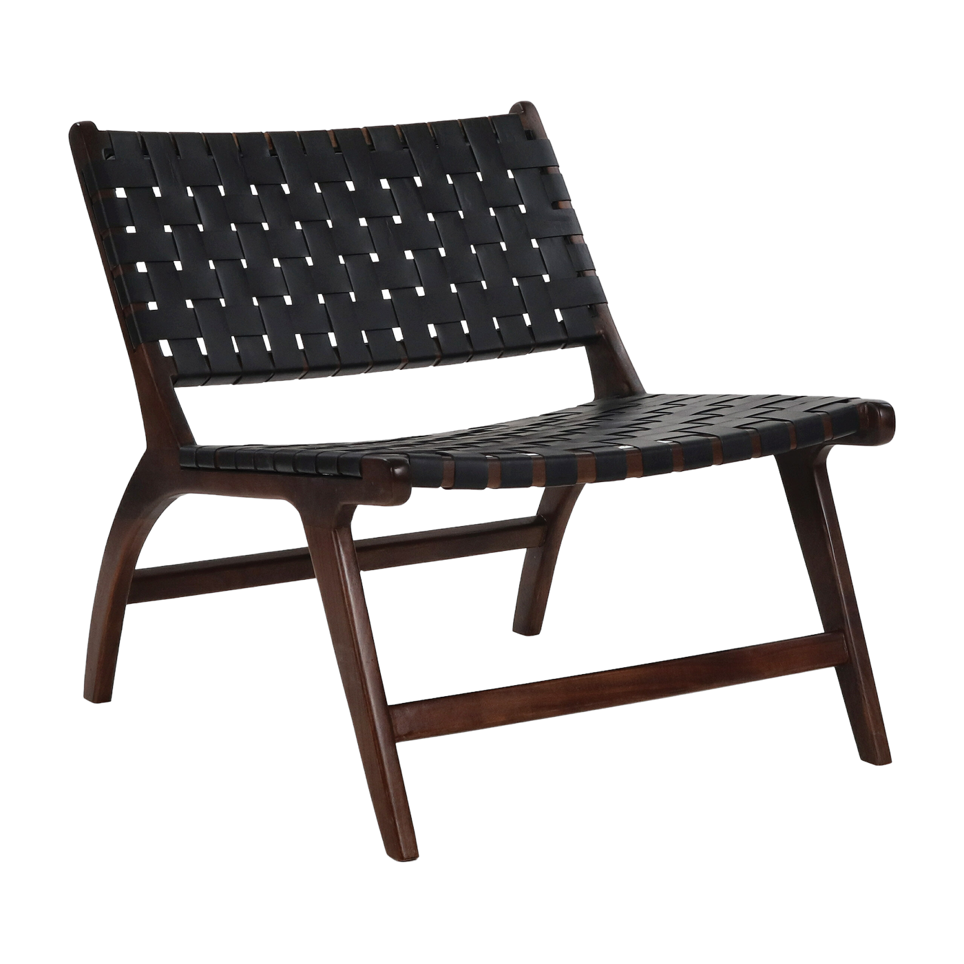 Recliner in black buffalo leather and acacia wood 65 x 76 x 70 cm AOSTA - Pomax