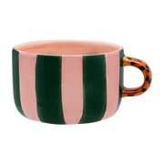 Pink ceramic cappuccino mug 10 x 14 cm Stripe Leopard Cappuccino - Anna + Nina