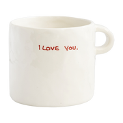 White ceramic mug with writing I Love You - Anna + Nina
