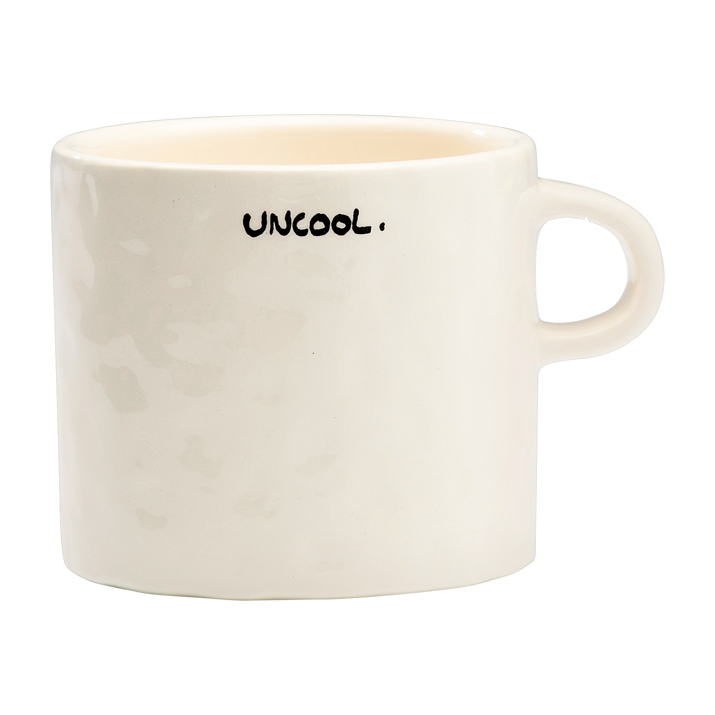 كوب سيراميك أبيض بكتابة Uncool - Anna + Nina