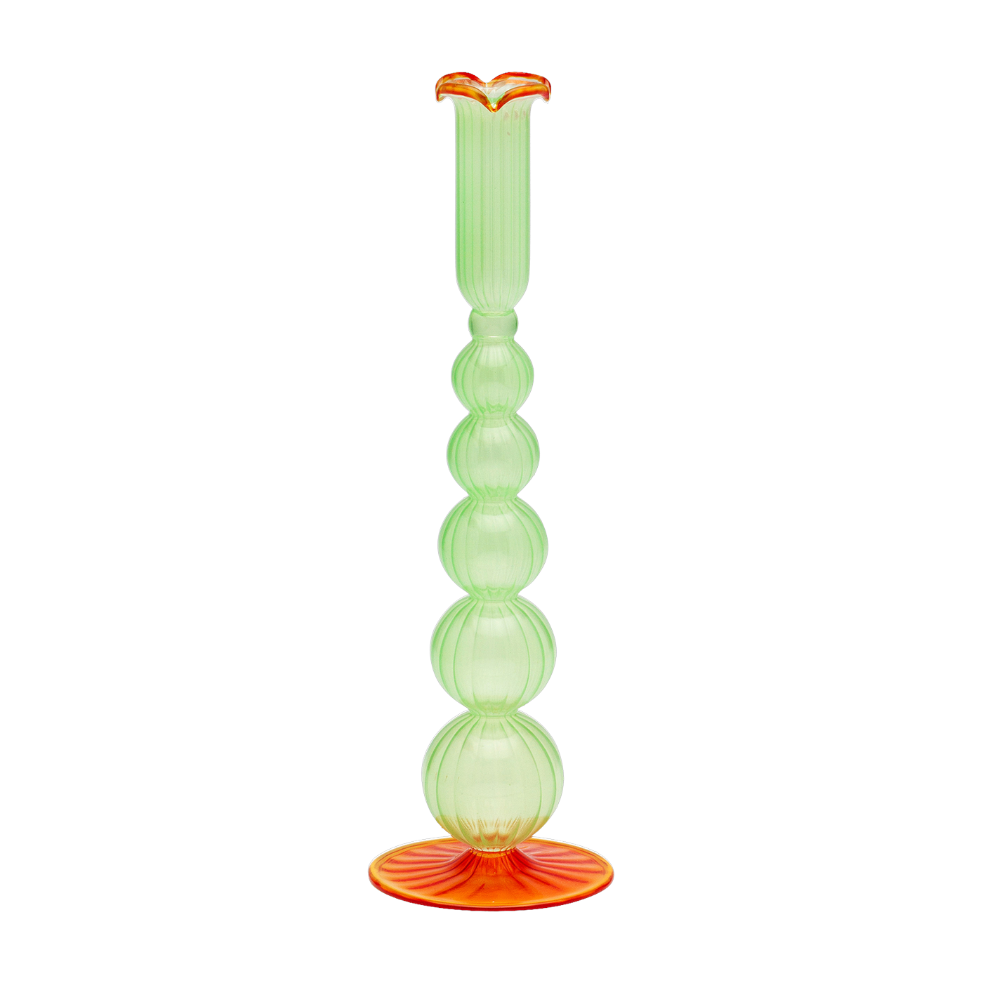 حامل شموع من الزجاج الأخضر 9 × 29 سم Moss and Marigold Piped - Anna + Nina