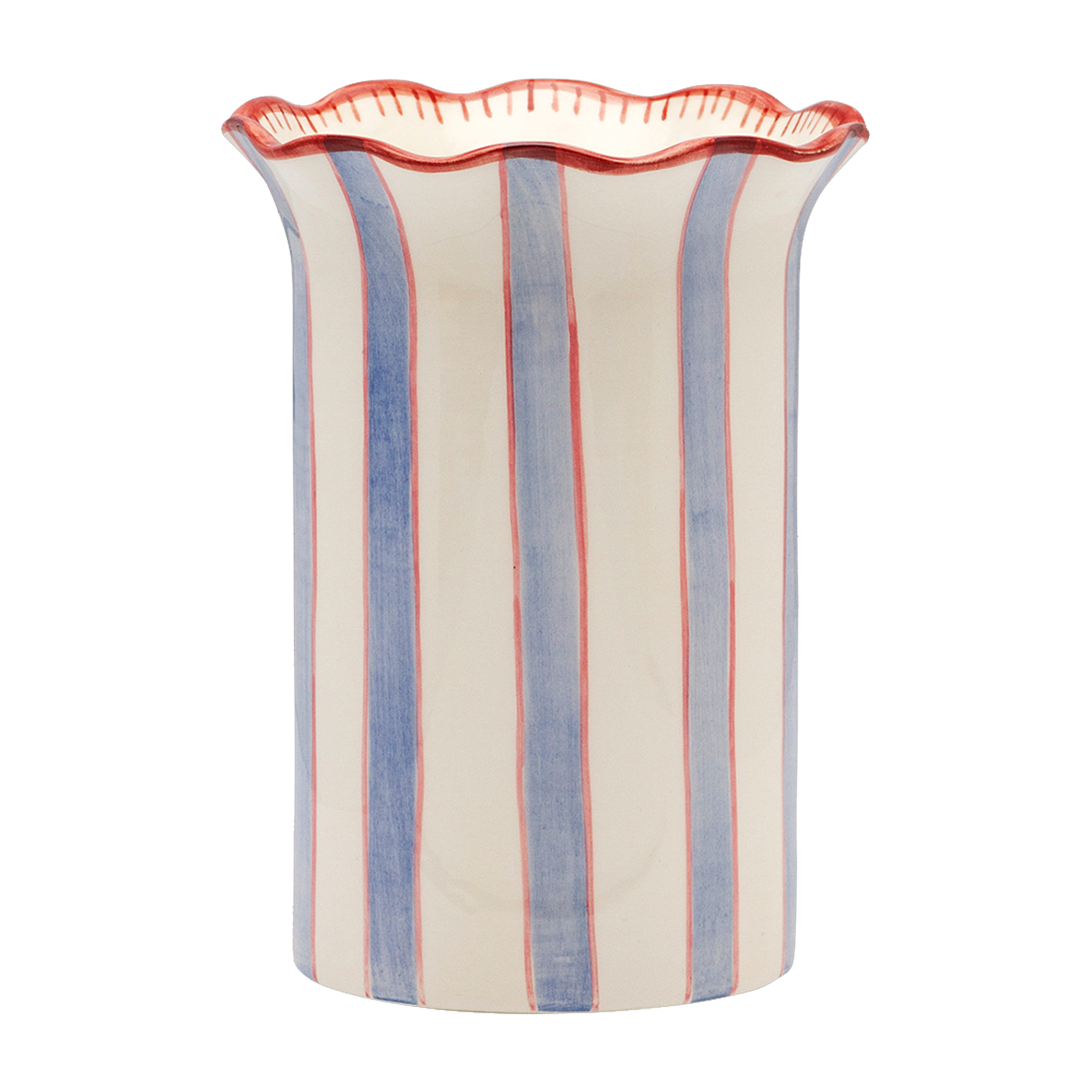 Vase en céramique rayé bleu et rouge 16 x 21 cm Magical Sky - Anna + Nina