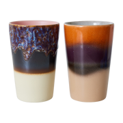 2 Tasses à thé en grès crépuscule 8,7 x 8,7 x 13,5 cm Vaisselle 70's - HKliving