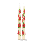 2 Paraffin-Kerzen mit rotem Blumenmuster 2, 2 x 25 cm Flower - -. Anna + Nina