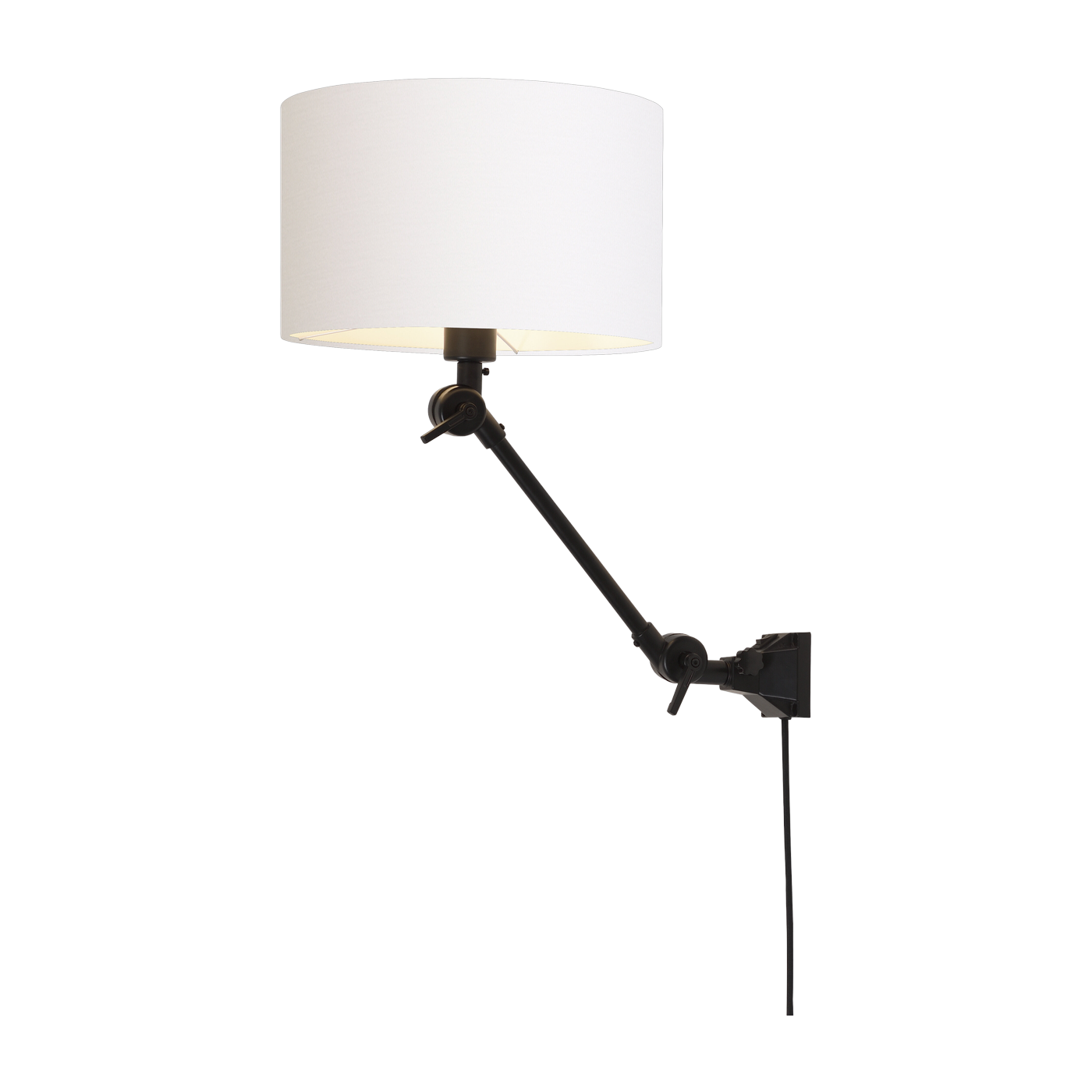 Lampada da parete orientabile in ferro nero e paralume in lino bianco 65x45cm Amsterdam - It's about Romi