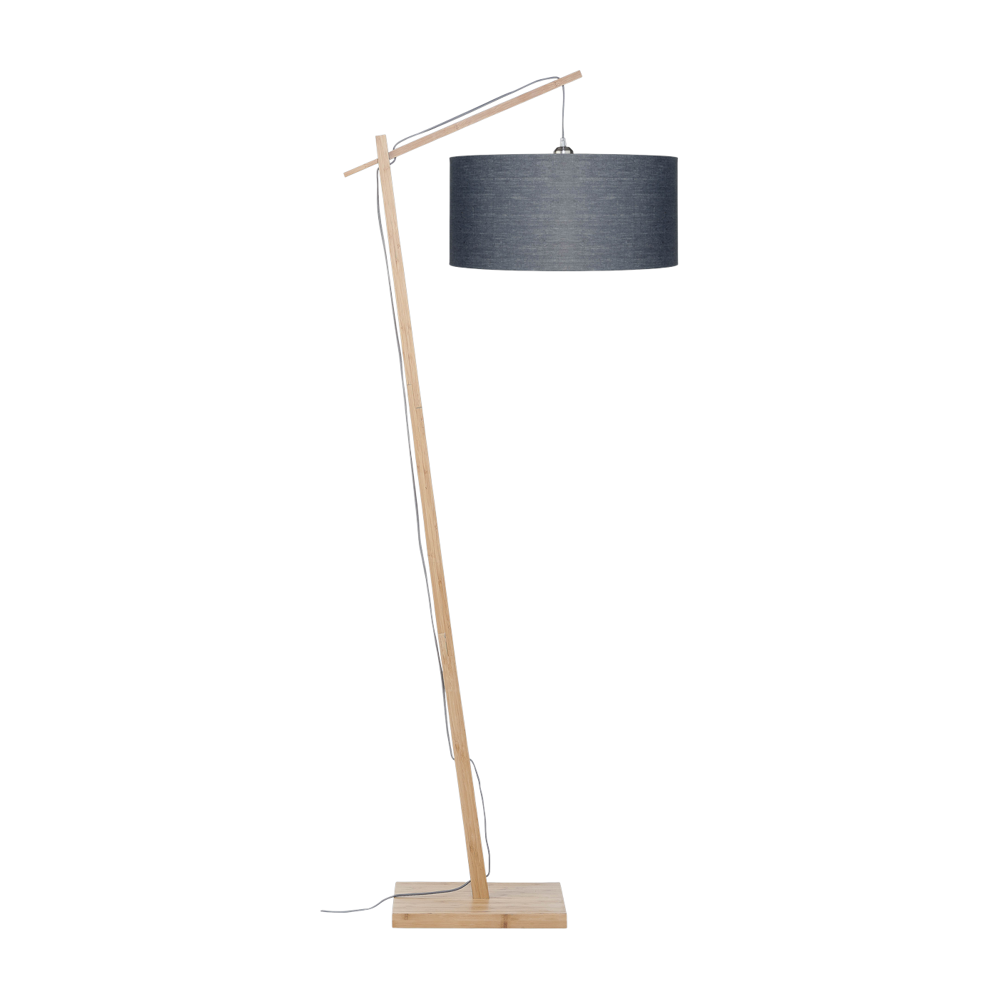 Lámpara de pie de bambú natural con pantalla de lino gris oscuro 176cm Andes - Good & Mojo
