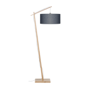 Lámpara de pie de bambú natural con pantalla de lino gris oscuro 176cm Andes - Good & Mojo