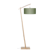 Natural bamboo floor lamp with forest green linen shade 176cm Andes - Good & Mojo