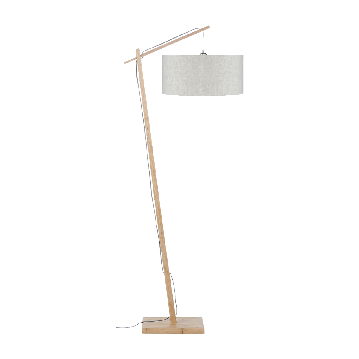Lámpara de pie de bambú natural con pantalla de lino claro 176cm Andes - Good & Mojo