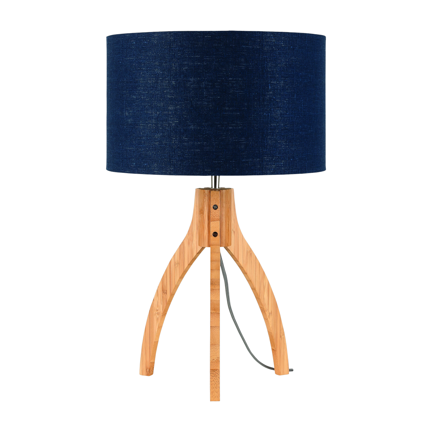 Tischlampe aus Bambus Leinenschirm denimblau 36x54cm Annapurna - - Good & Mojo