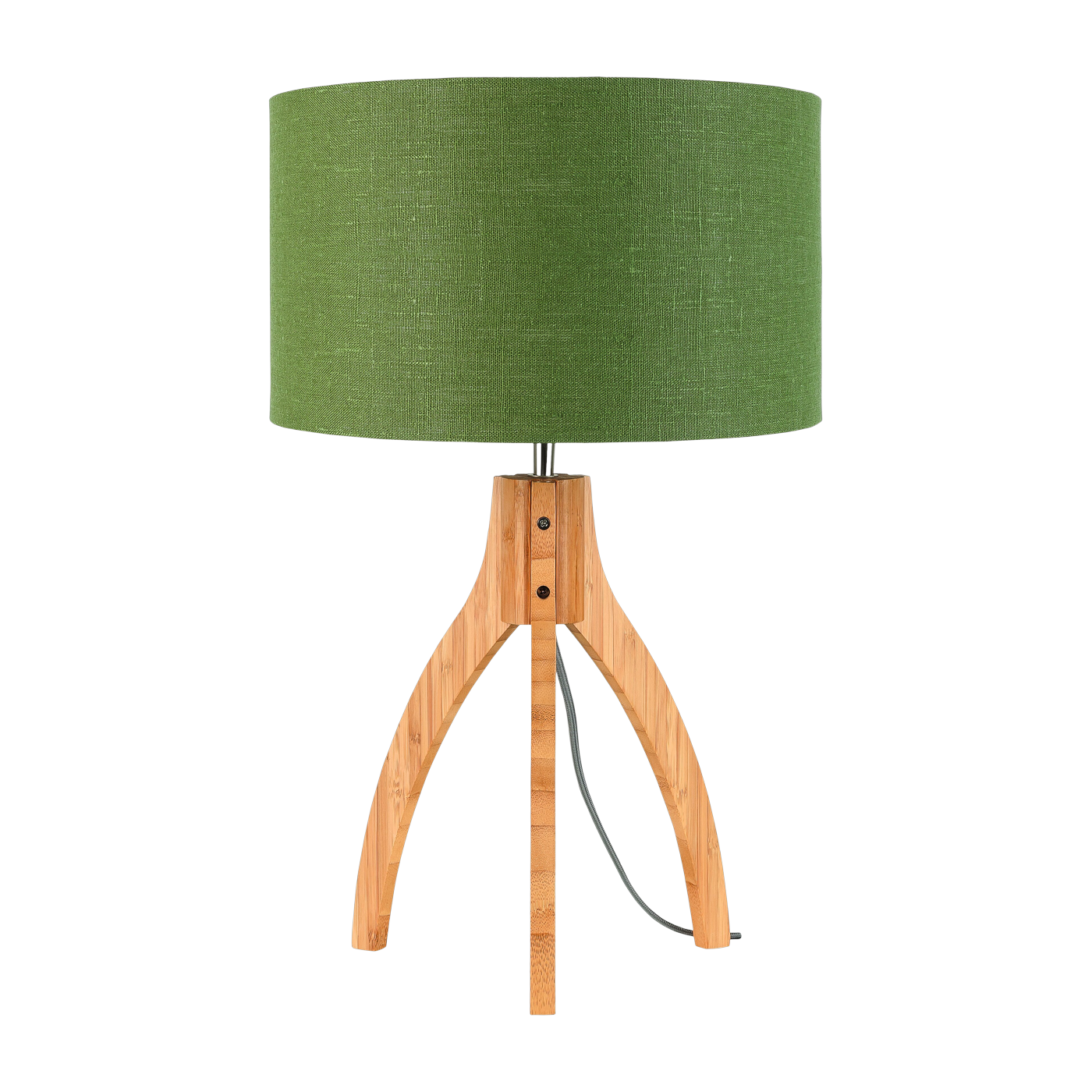 Tischlampe aus Bambus Lampenschirm aus waldgrünem Leinen 36x54cm Annapurna -. Good & Mojo