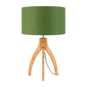 Lámpara de mesa bambú verde bosque pantalla de lino 36x54cm Annapurna - Good & Mojo